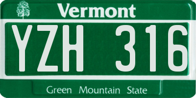 VT license plate YZH316
