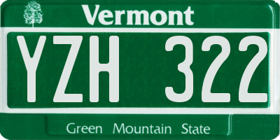 VT license plate YZH322