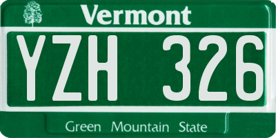 VT license plate YZH326