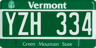 VT license plate YZH334