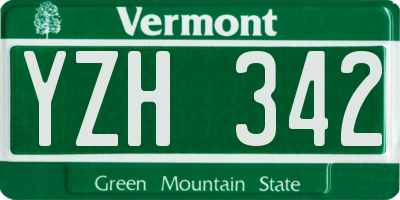 VT license plate YZH342