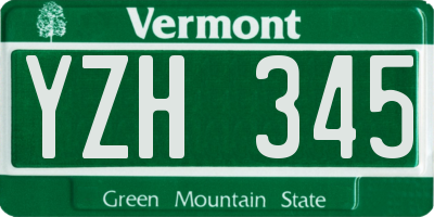 VT license plate YZH345