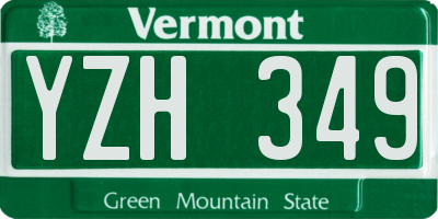 VT license plate YZH349