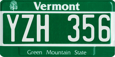 VT license plate YZH356