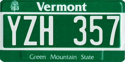 VT license plate YZH357