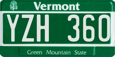 VT license plate YZH360