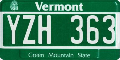 VT license plate YZH363