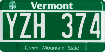 VT license plate YZH374