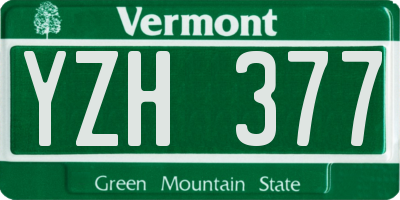 VT license plate YZH377