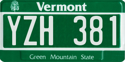 VT license plate YZH381