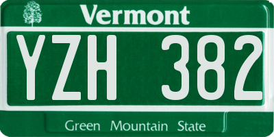 VT license plate YZH382