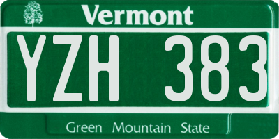 VT license plate YZH383