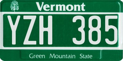 VT license plate YZH385