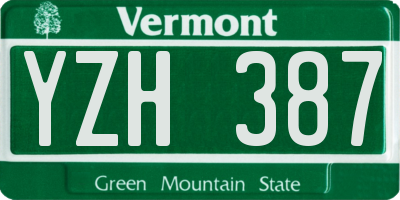 VT license plate YZH387