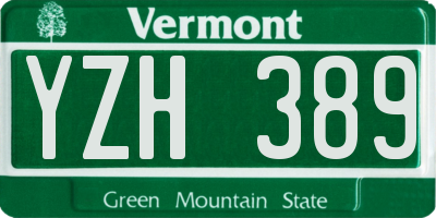 VT license plate YZH389