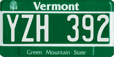 VT license plate YZH392