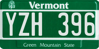 VT license plate YZH396