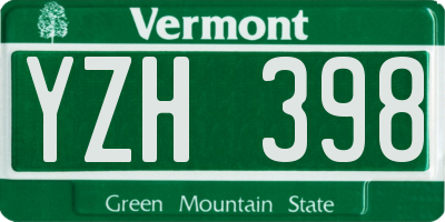 VT license plate YZH398
