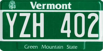 VT license plate YZH402