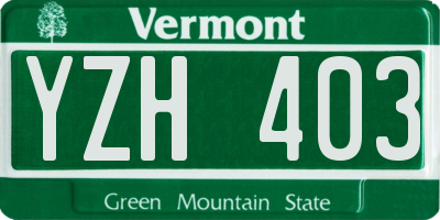 VT license plate YZH403