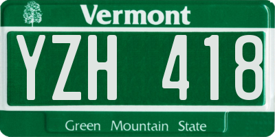 VT license plate YZH418