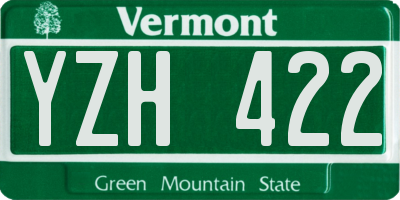 VT license plate YZH422