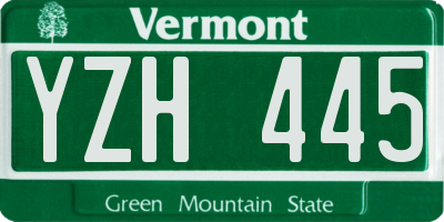 VT license plate YZH445