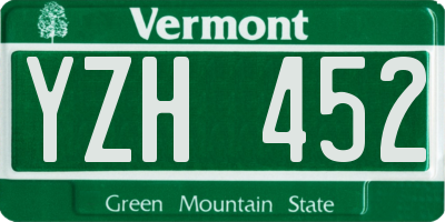 VT license plate YZH452