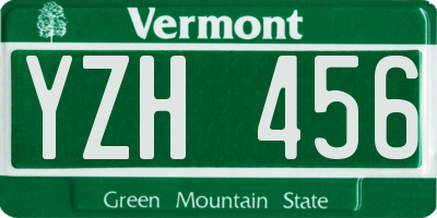 VT license plate YZH456