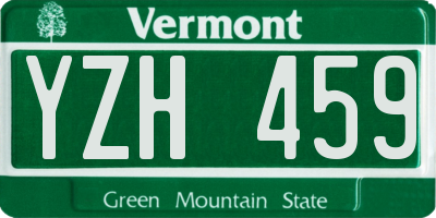 VT license plate YZH459