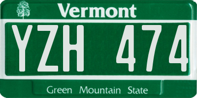 VT license plate YZH474