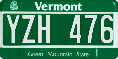 VT license plate YZH476