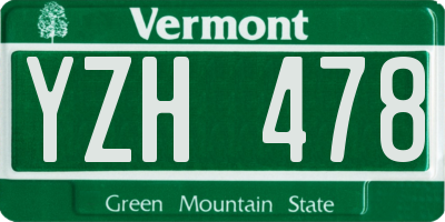 VT license plate YZH478