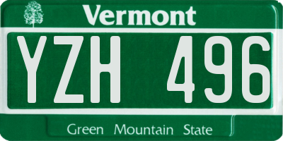 VT license plate YZH496