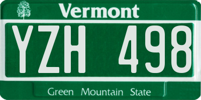 VT license plate YZH498
