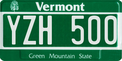 VT license plate YZH500