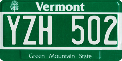 VT license plate YZH502