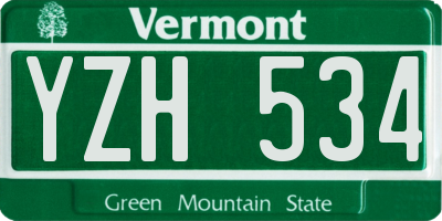 VT license plate YZH534