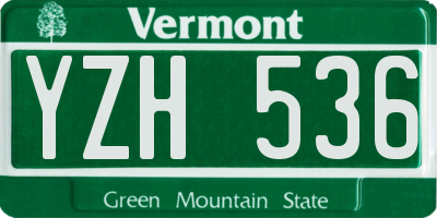 VT license plate YZH536