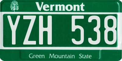 VT license plate YZH538