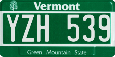 VT license plate YZH539