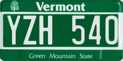 VT license plate YZH540