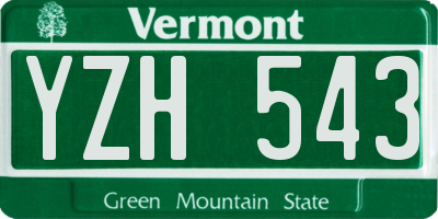 VT license plate YZH543