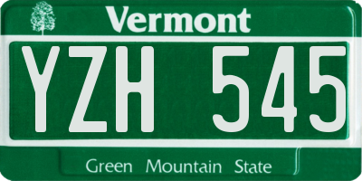 VT license plate YZH545