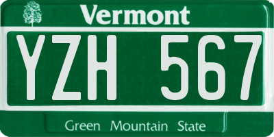 VT license plate YZH567