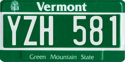 VT license plate YZH581
