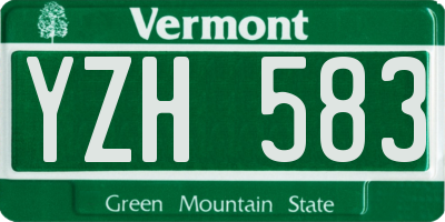 VT license plate YZH583