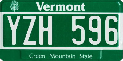 VT license plate YZH596
