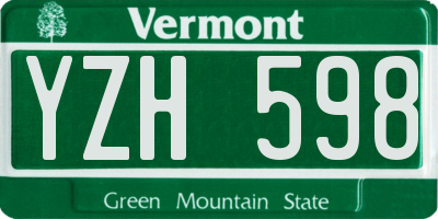 VT license plate YZH598