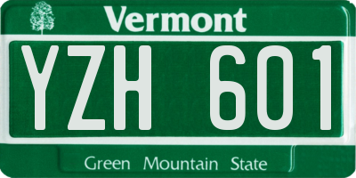 VT license plate YZH601
